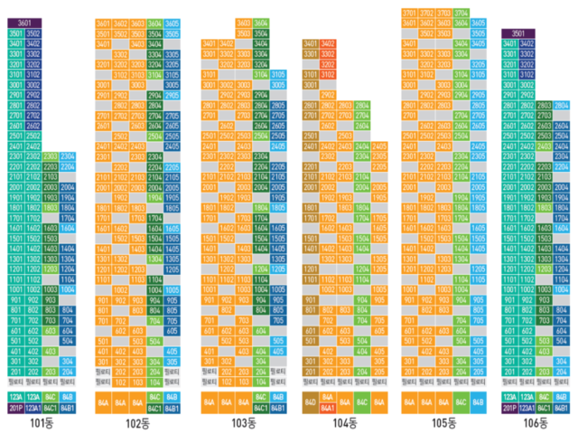 도안 우미린 트리쉐이드 민간임대 동호배치도